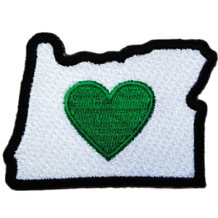 Oregon - Heart in Oregon Iron-on Patch Apply to coats, totes, and other fabric items with iron - The Heart Sticker Company