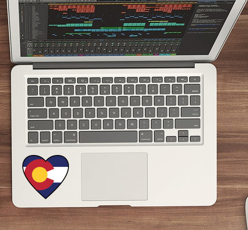 Sticker | Colorado Flag in Heart | Flag in Heart Shaped Label Decal