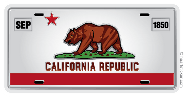 Sticker | California License Plate | Bear Flag - The Heart Sticker Company