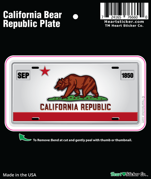 Sticker | California License Plate | Bear Flag - The Heart Sticker Company