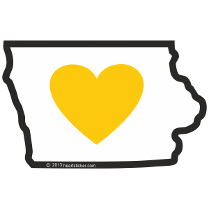 Heart in Iowa IA Sticker,All-Weather Premium Vinyl Sticker,Sticky