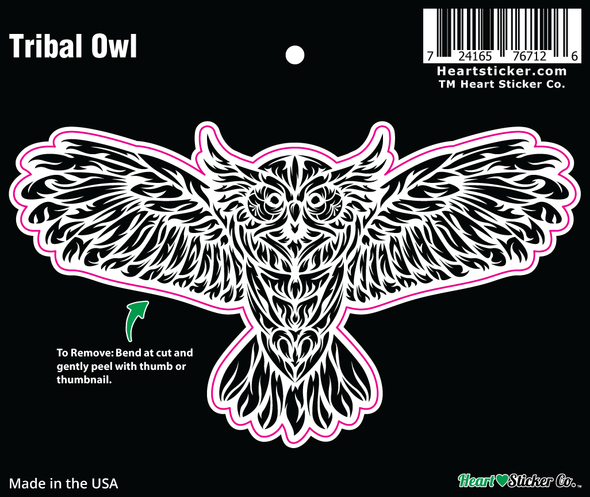 Tribal Owl Sticker - die cut - The Heart Sticker Company