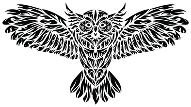 Tribal Owl Sticker - die cut - The Heart Sticker Company