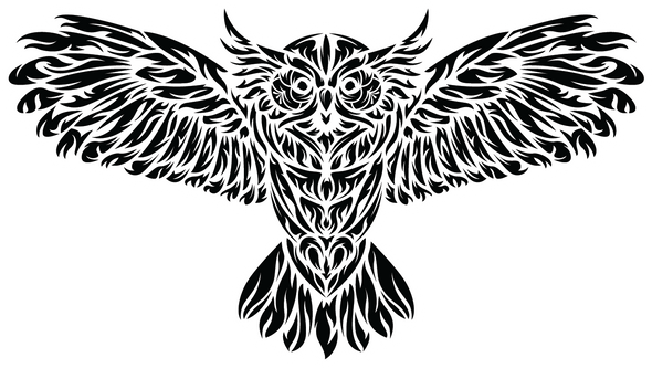Tribal Owl Sticker - die cut - The Heart Sticker Company